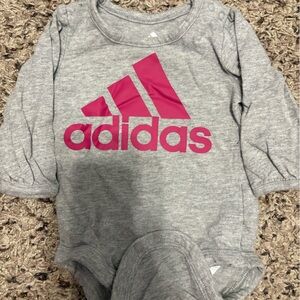 Adidas Pink and Gray Infant Onesie